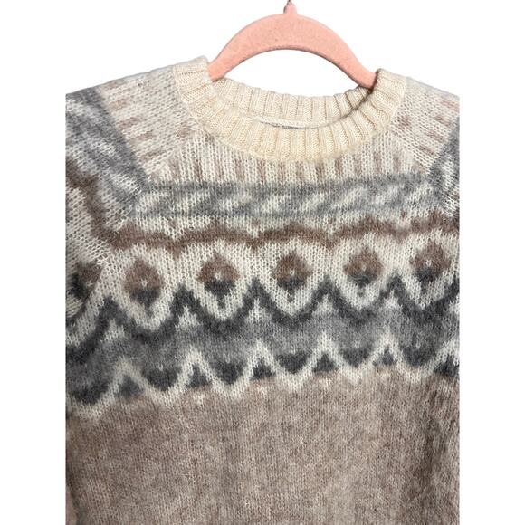VTG Hilda Ltd. Small Icelandic 100% Wool Brown Fair Isle Nordic Sweater Pullover - Picture 6 of 8